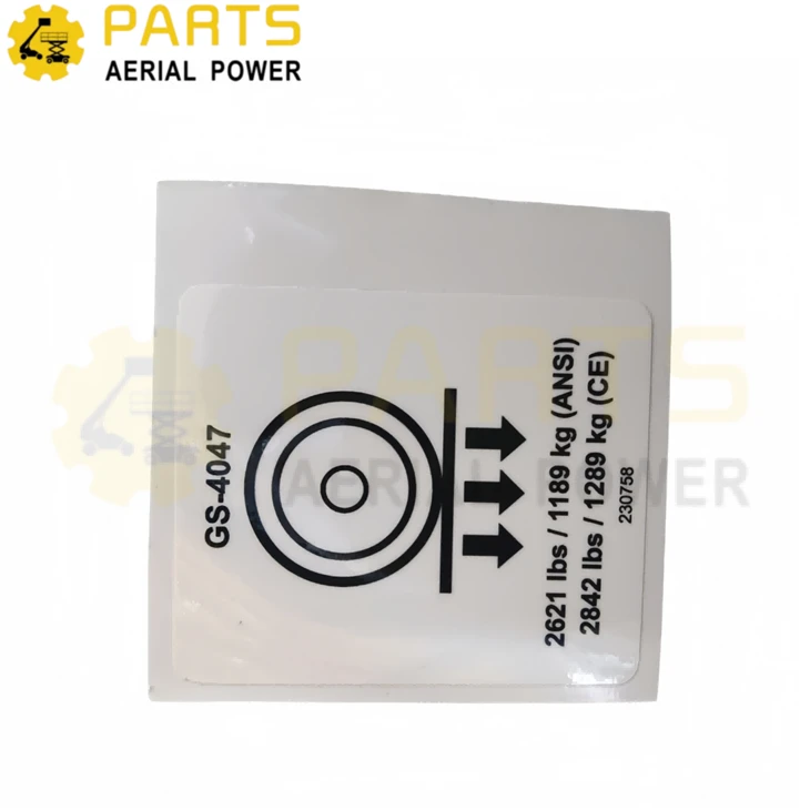 Decal,Wheel Load 230758GT For Genie factory